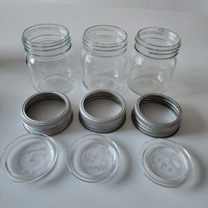 Improved Gem Canning Jars Zinc Rings Glass Lids Made In Canada Mason Vintage 3